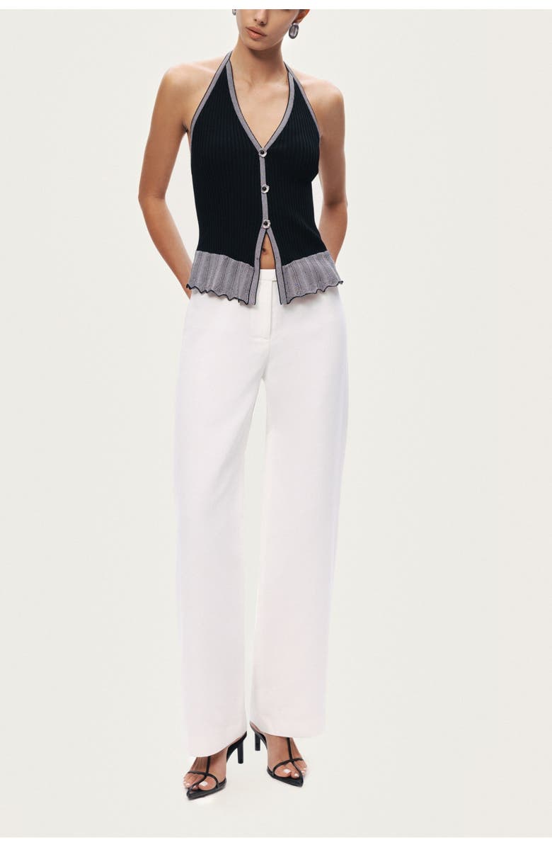 Nocturne Halter Ribbed Knit Top, Alternate, color, Black