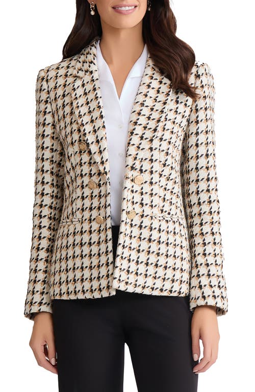 Jones New York Faux Double Breasted Houndstooth Tweed Jacket In Multi