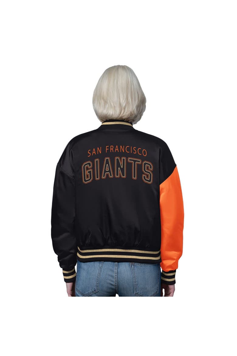 Women's Starter Orange/Black San Francisco Giants Offside Cropped Full-Snap Varsity Jacket, Alternate, color, Orange