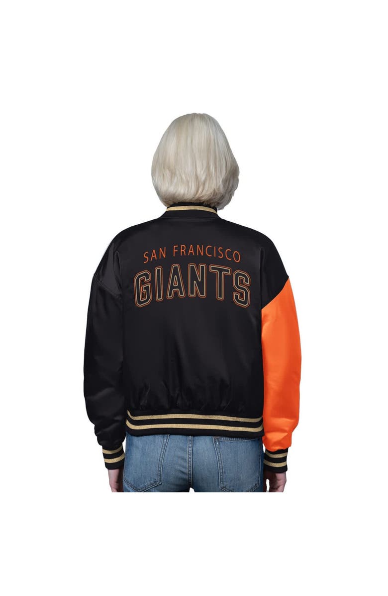 STARTER Women's Starter Orange/Black San Francisco Giants Offside Cropped Full-Snap Varsity Jacket, Alternate, color, Orange