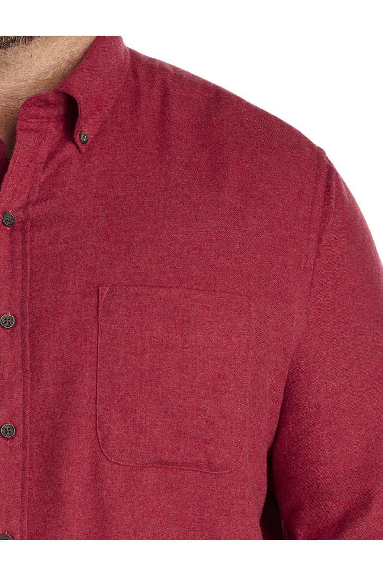 Big & Tall Solid Flannel Sport Shirt, Alternate, color, TIBETAN RED HTHR