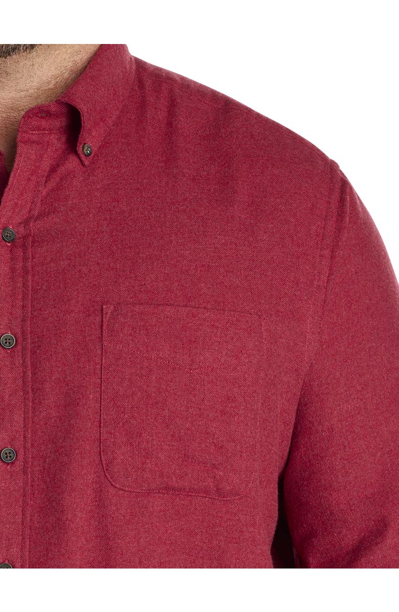 Harbor Bay by DXL Big & Tall Solid Flannel Sport Shirt, Alternate, color, Tibetan Red Hthr