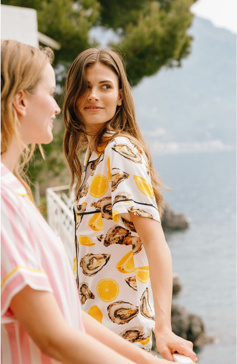 Katie Kime The World Is Your Oyster Pajama Shorts Set, Alternate, color, Yellow