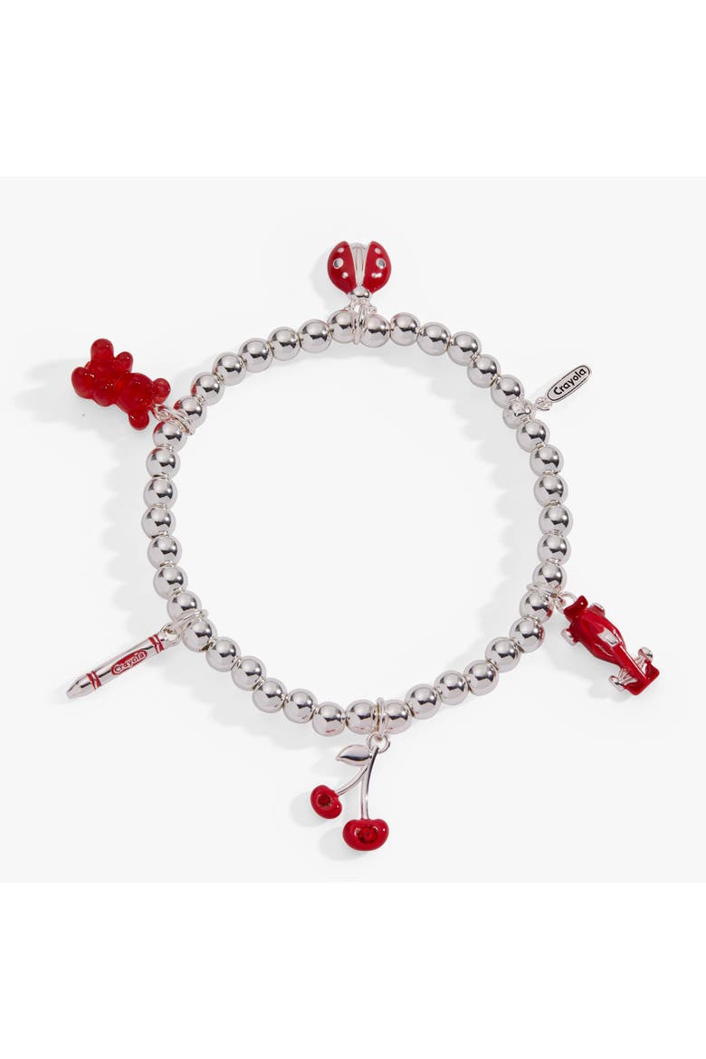 Crayola x Alex and Ani Fan Favorites Scarlet Stretch Bracelet, Main, color, Silver