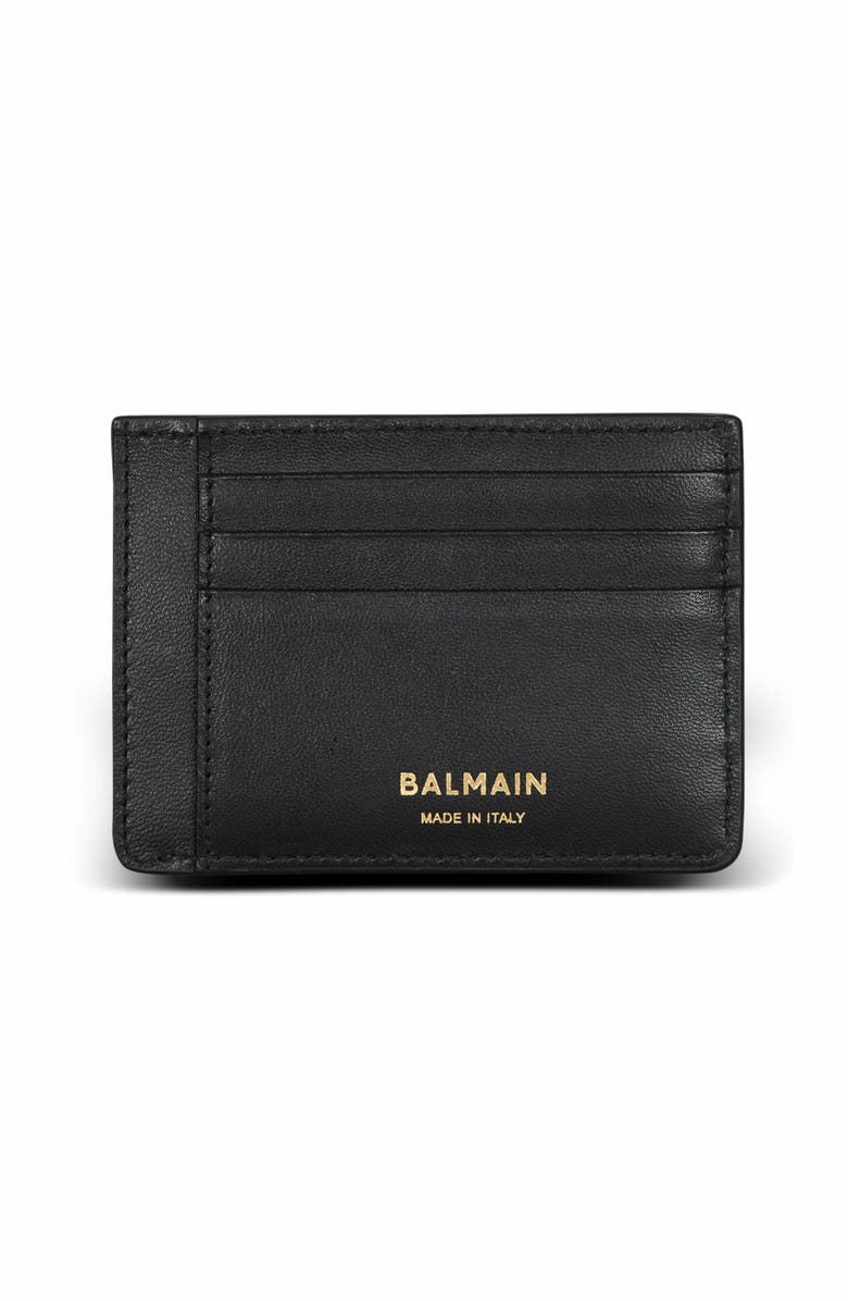 Balmain Anthem Calfskin Leather Card Holder, Main, color, Black