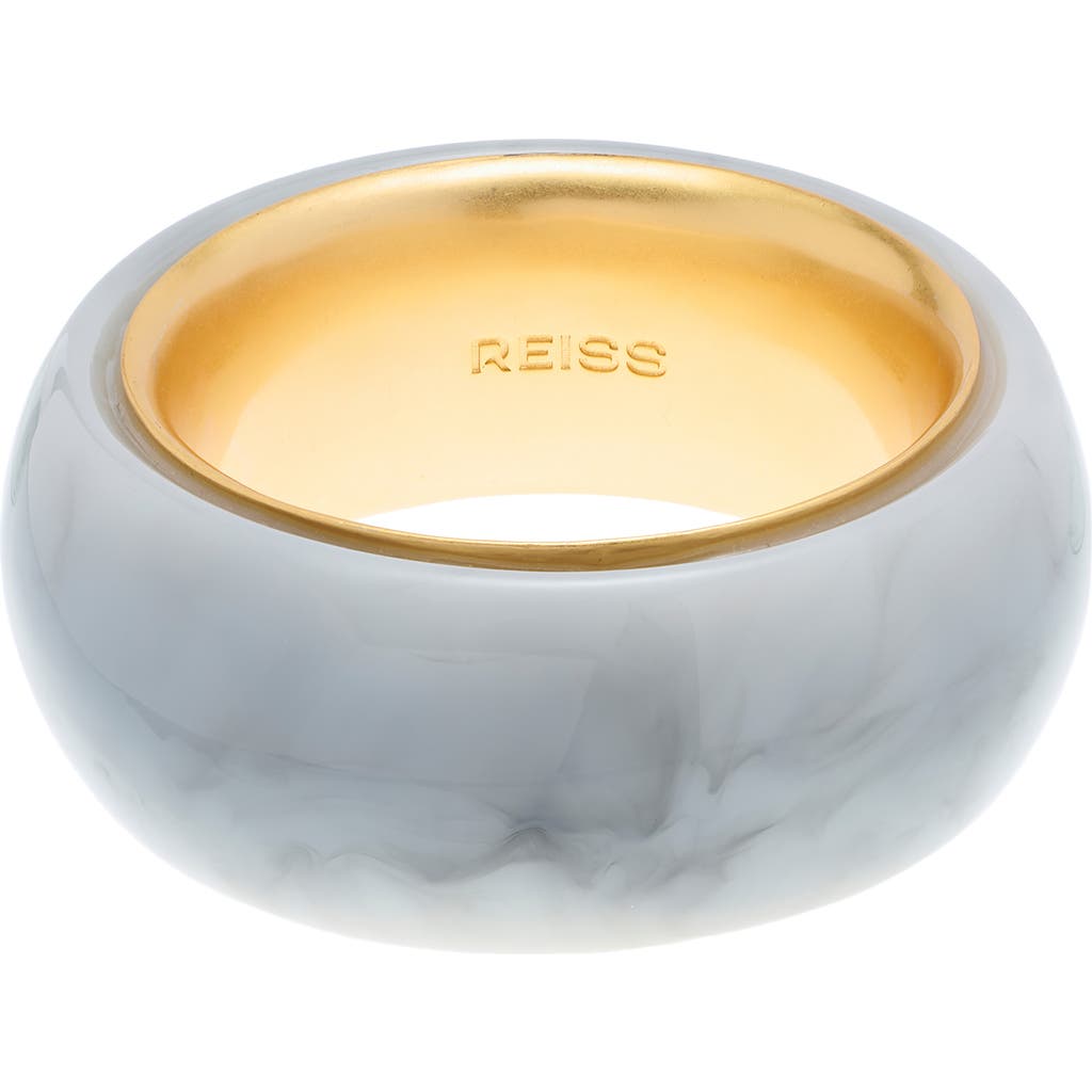 Reiss Gold Tone Curve Marble Bangle In Gold Tone/grey Marble