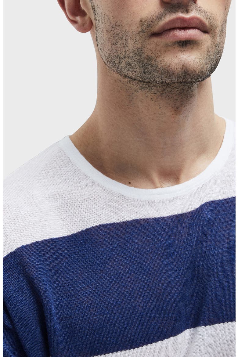 Kerwin Oversize Stripe Linen T-Shirt, Alternate, color, BLUE STRIPE