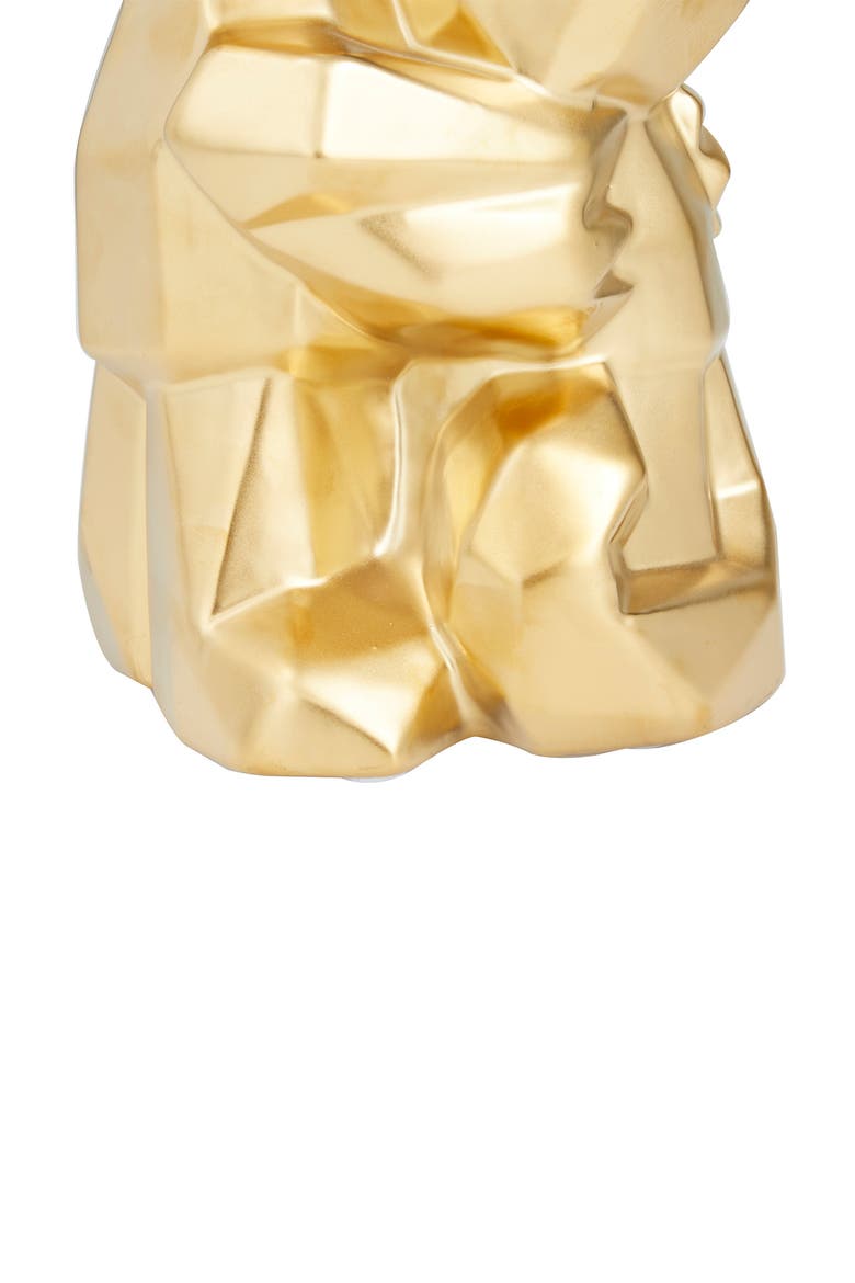 Goldtone Porcelain Cubist Dog Sculpture, Alternate, color, GOLD