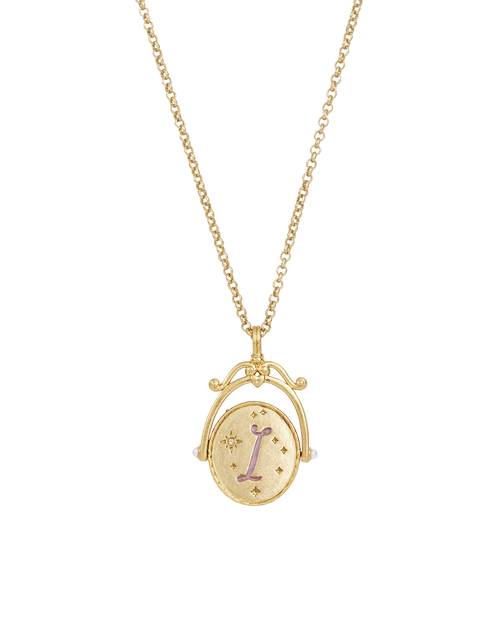 Fable England I Initial Iris Gold Spinner Chain Necklace