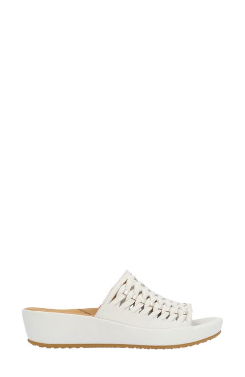 L'amour Des Pieds Cyra Platform Wedge Slide Sandal In White/gold