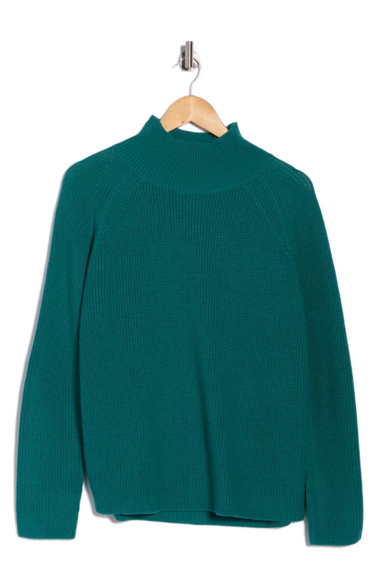 Eileen Fisher Raglan Sleeve Merino Wool Turtleneck Sweater, Alternate, color, Evergreen