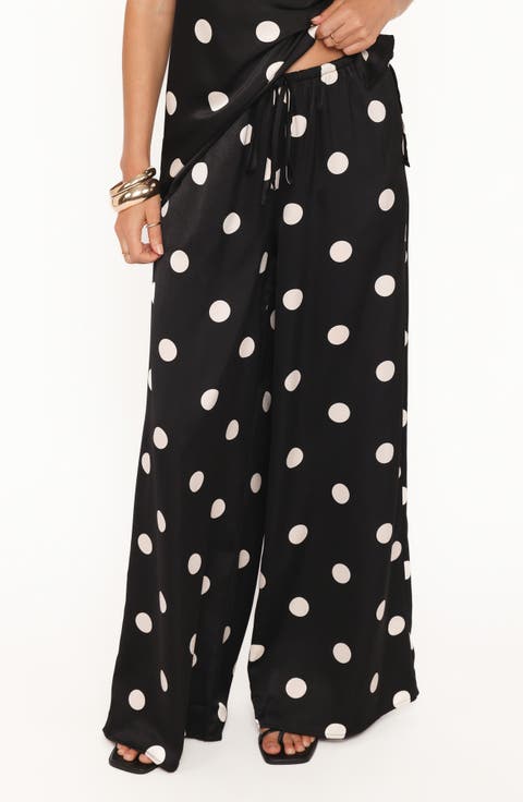 Belinda Polka Dot Wide Leg Drawstring Pants