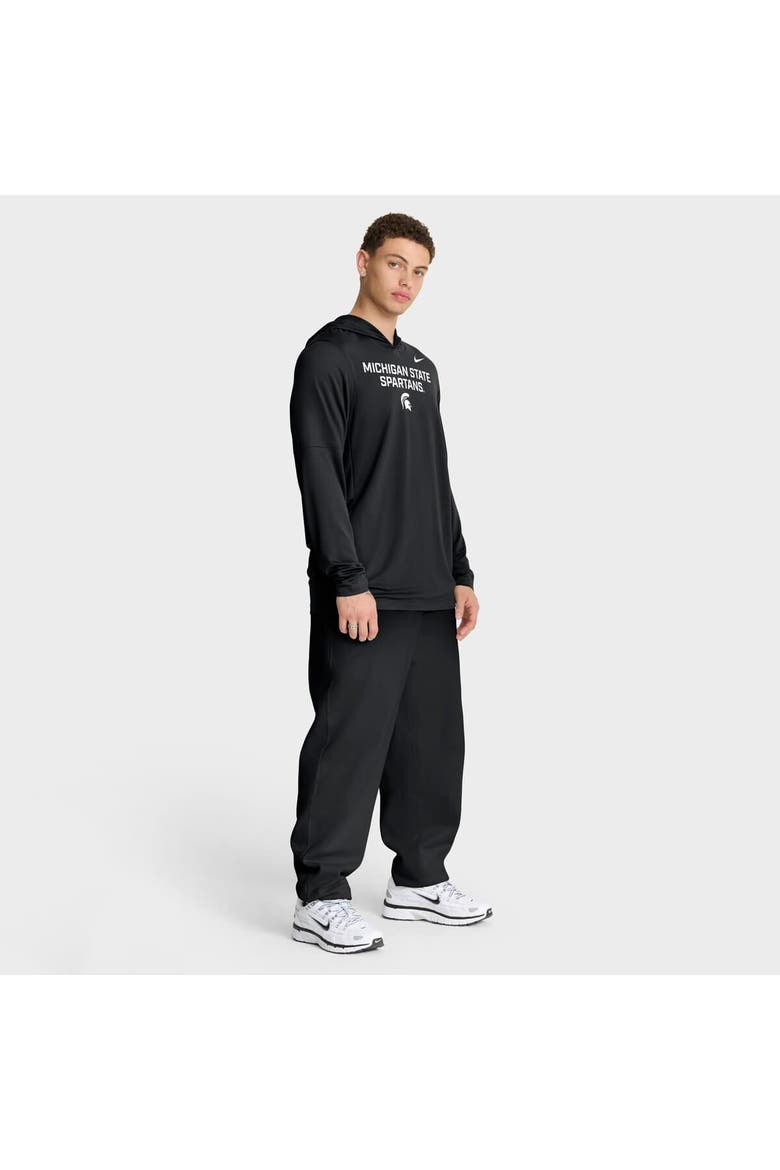 Men's Nike Black Michigan State Spartans 2025 Sideline Performance Long Sleeve Hoodie T-Shirt, Alternate, color, Black