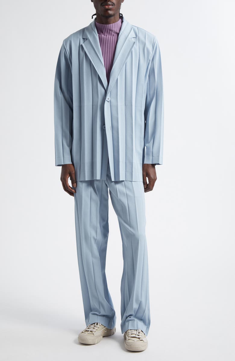 Homme Plissé Issey Miyake Edge Ensemble Pleated Straight Leg Pants, Alternate, color, Blue