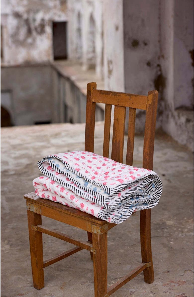 CQC LA Pink Elephant Baby Quilt - Baby, Alternate, color, White, Pink