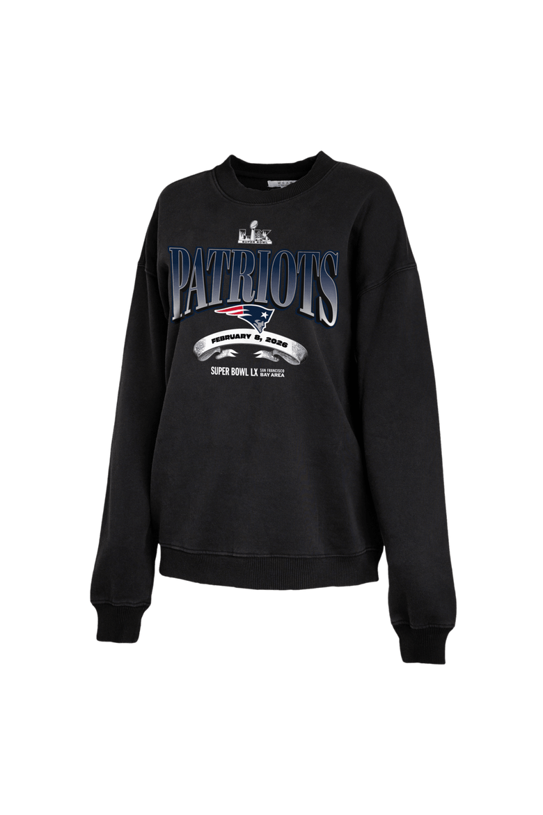 Women's WEAR by Erin Andrews  Black New England Patriots Super Bowl LX Fleece Sweatshirt, Alternate, color, Black