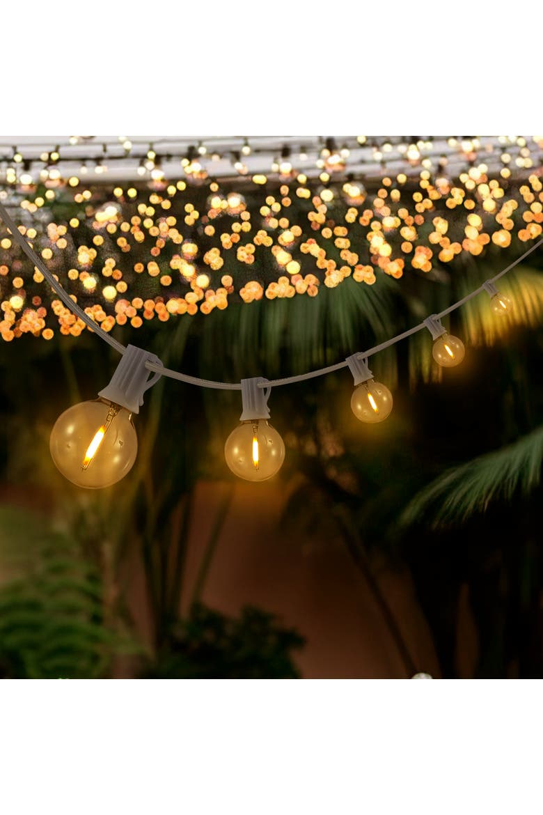 25-Light Indoor/Outdoor 25 ft. Contemporary Rustic Incandescent G40 Bistro Globe Bulb String Lights, Alternate, color, White