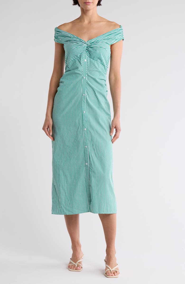 AREA STARS Chloe Off-the-Shoulder Midi Shirtdress, Main, color, 