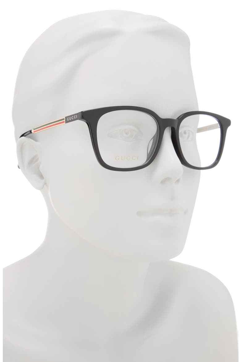 52mm Square Optical Glasses, Alternate, color, BLACK GOLD TRANSPARENT
