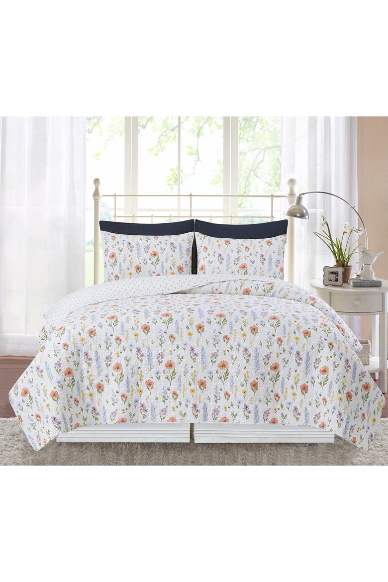Greta Flower Full/Queen 3-Piece Quilt Bedding Set, Alternate, color, White