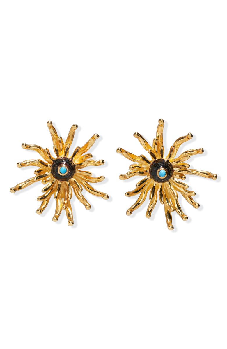 Lizzie Fortunato Cactus Flower Earrings, Main, color, Gold