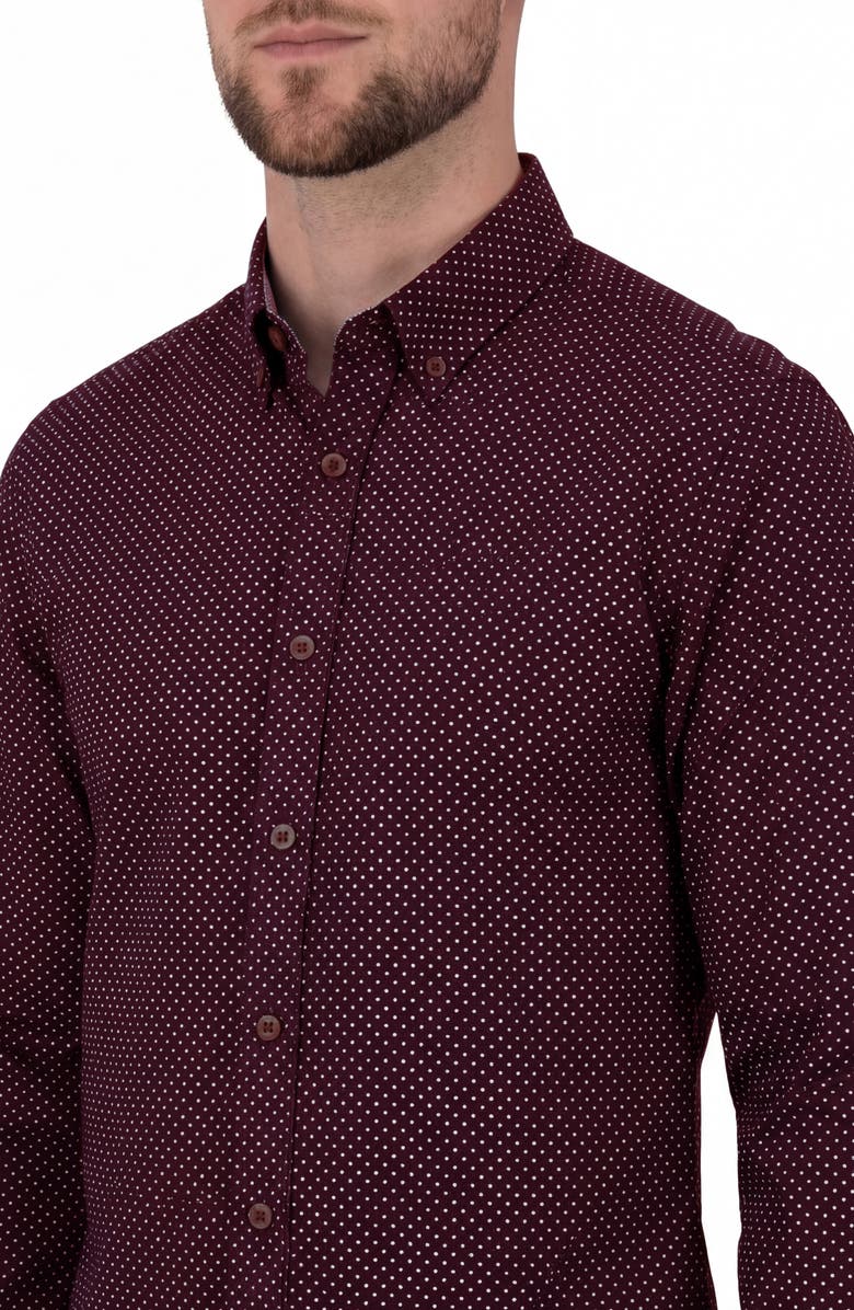 Report Collection Geometric Print 4-Way Stretch Sport Shirt, Alternate, color, Burgundy