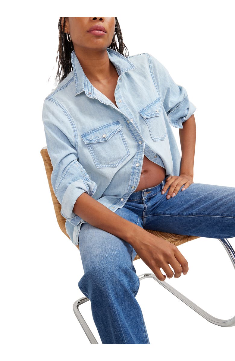HATCH The Denim Maternity Shirt, Alternate, color, Light Wash