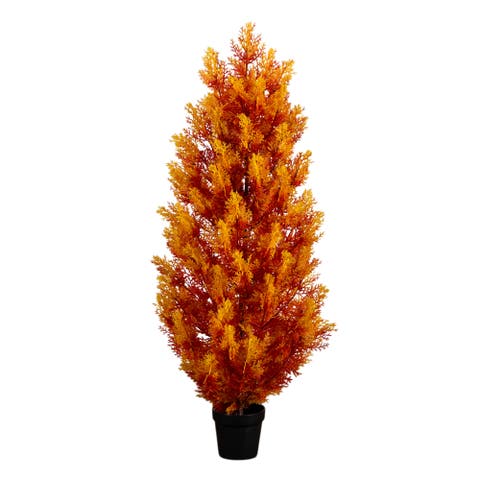 4-ft UV Resistant Autumn Artificial Fall Cedar Tree (Indoor/Outdoor)