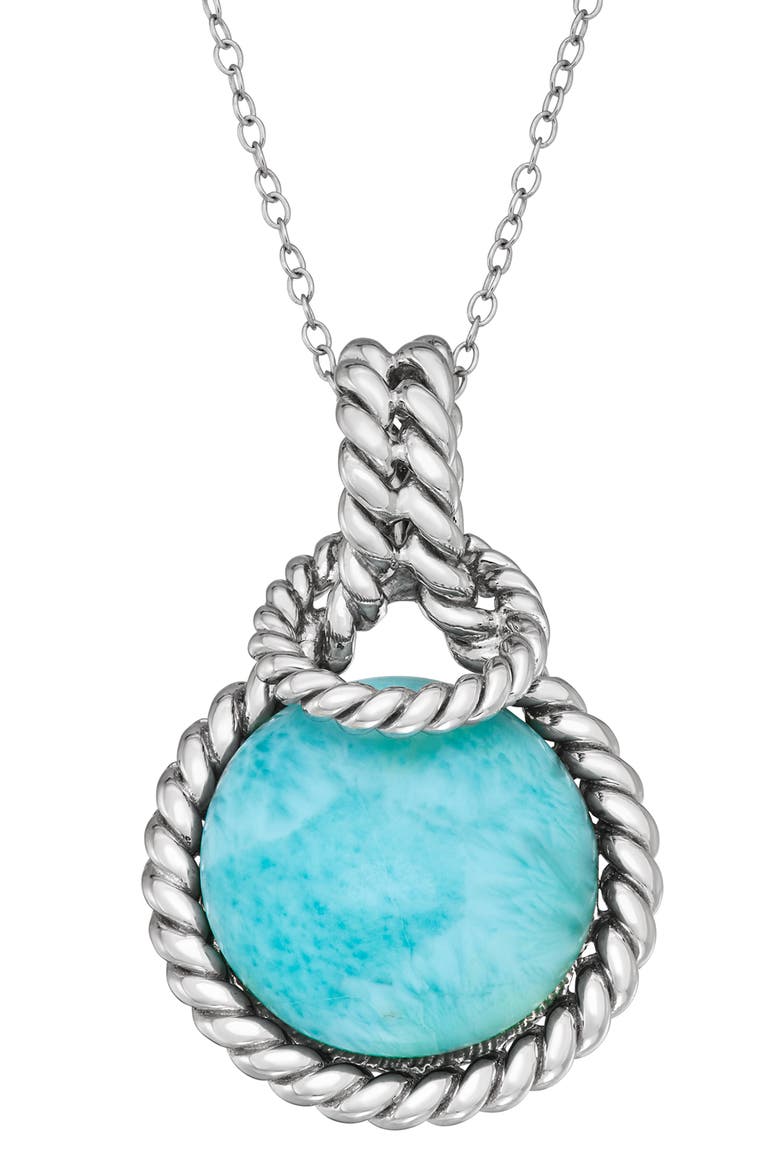 Larimar Rope Edge Pendant Necklace, Main, color, BLUE