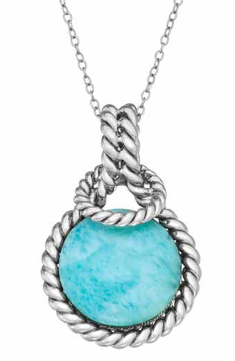 Larimar Rope Edge Pendant Necklace