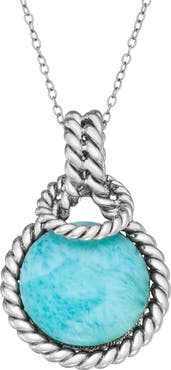 CANDELA JEWELRY Larimar Rope Edge Pendant Necklace