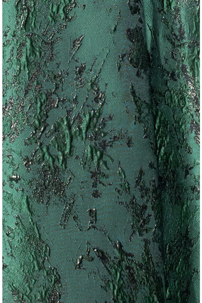 Metallic Brocade Off the Shoulder Gown, Alternate, color, DARK GREEN