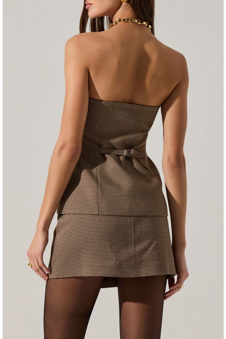 Milani Houndstooth Strapless Button-Up Top, Alternate, color, BROWN HOUNDSTOOTH