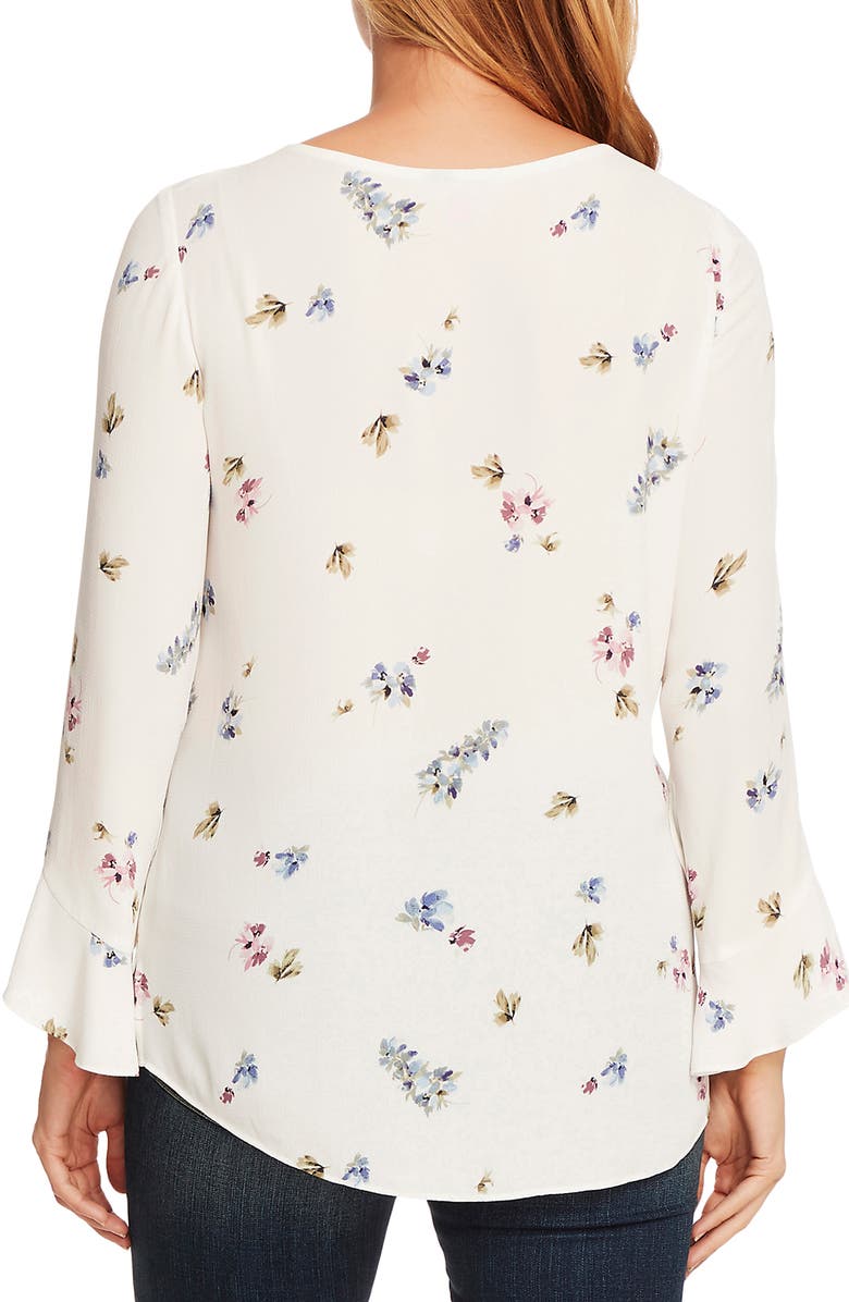 Vince Camuto Flutter Cuff Romantic Buds Blouse, Alternate, color,