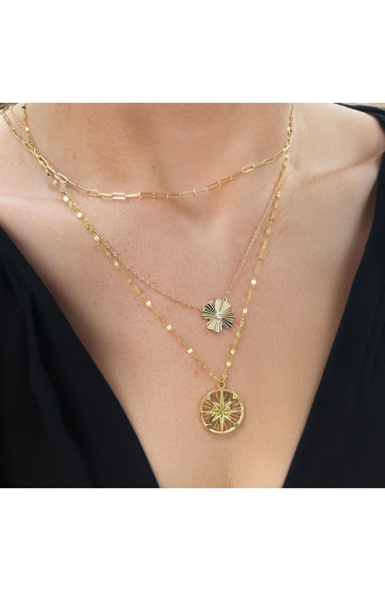 The Lovery Fine Jewelry Fluted Gold Single Four Leaf Clover Necklace, Alternate, color, Gold