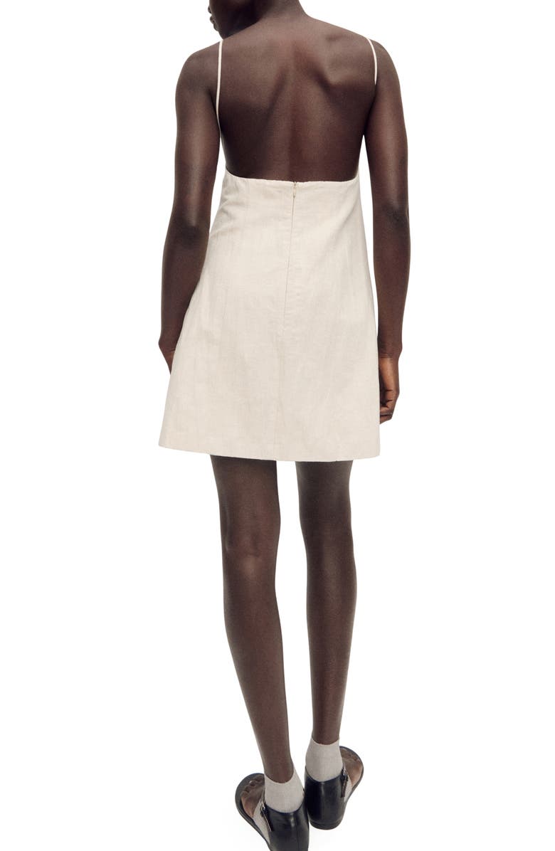 MANGO Frayed Cotton & Linen Minidress, Alternate, color, Beige