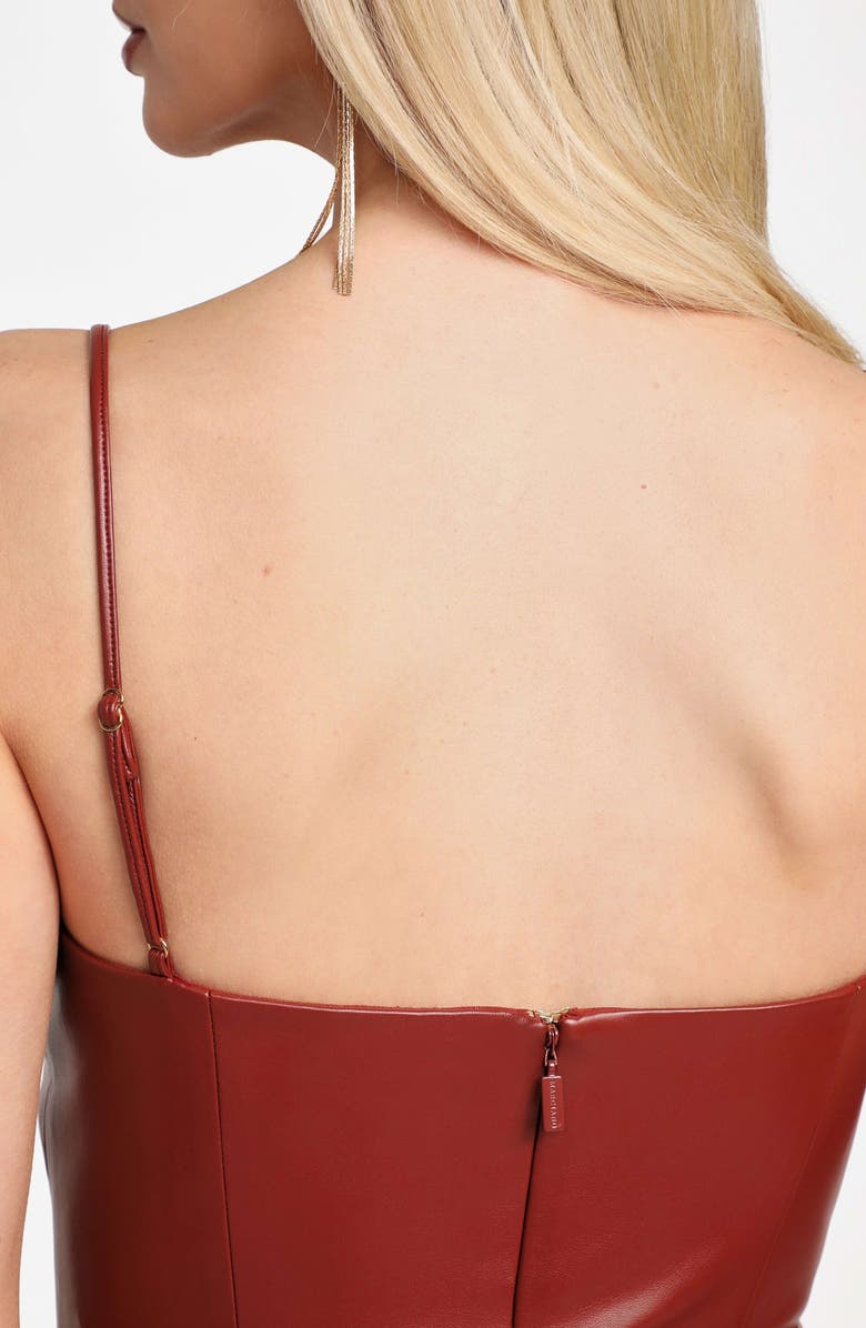 Marciano Fergie Ruched Sleeveless Faux Leather Dress, Alternate, color, Dark Jam Red