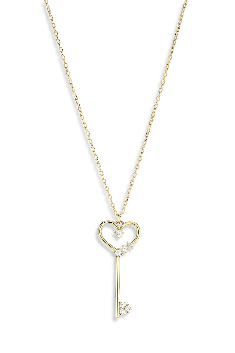 Love Heart Key Pendant Necklace, Alternate, color, GOLD