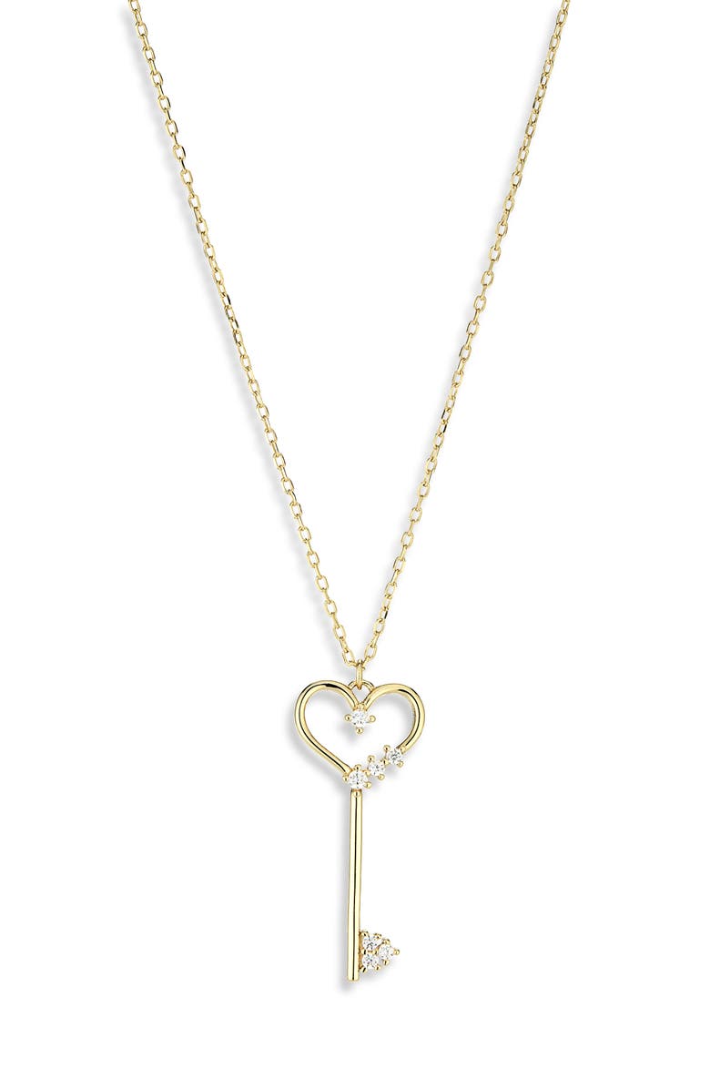 ARGENTO VIVO Love Heart Key Pendant Necklace, Alternate, color, Gold
