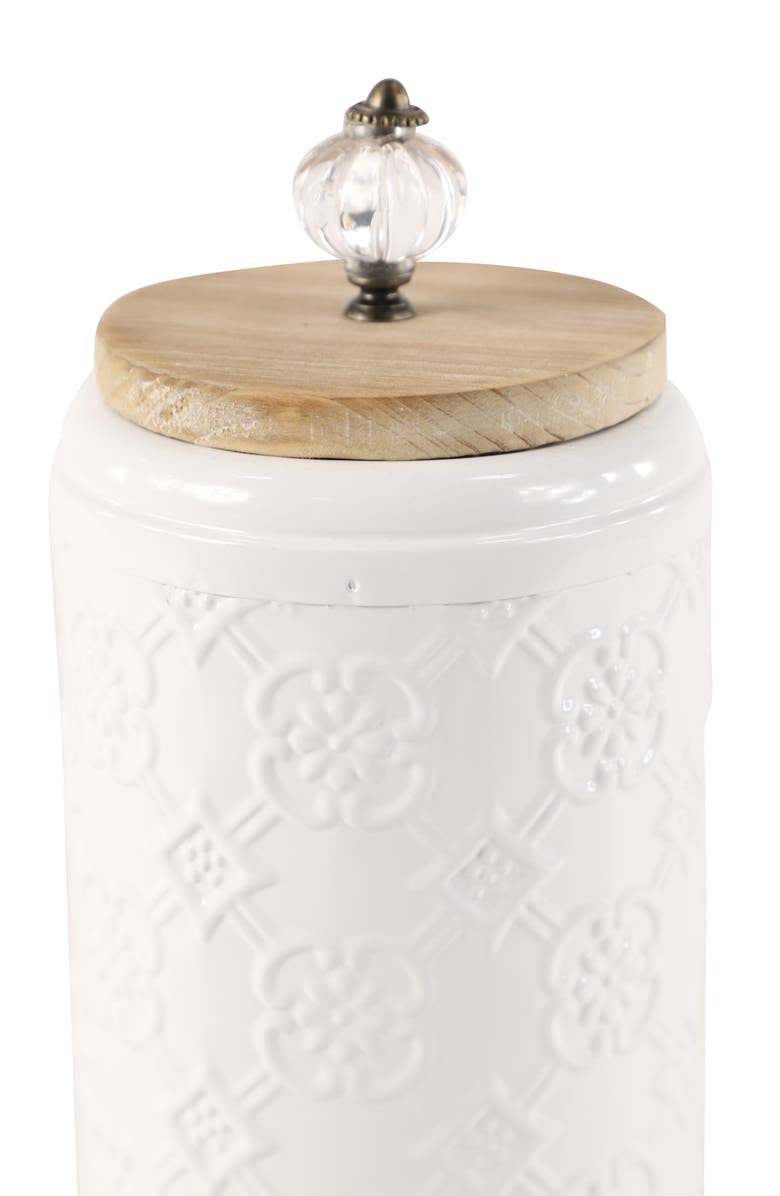 SONOMA SAGE HOME White Metal Floral Decorative Jars with Wood Lids - Set of 3, Alternate, color,