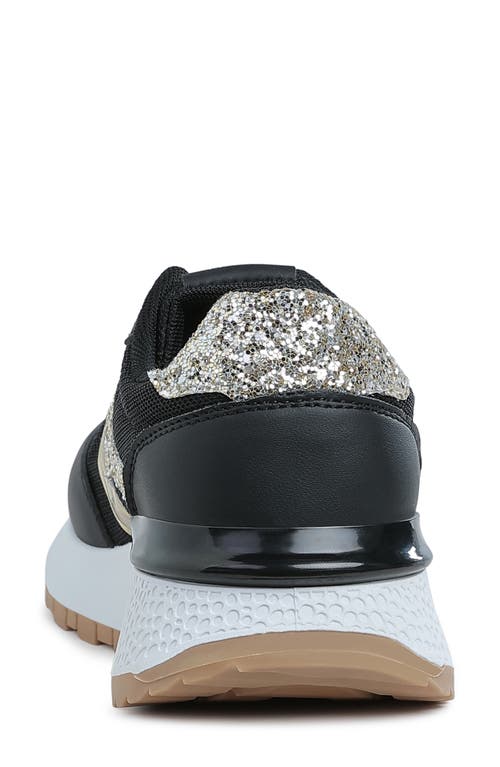 Shop London Rag Tapers Glitter Sneaker In Black Gold