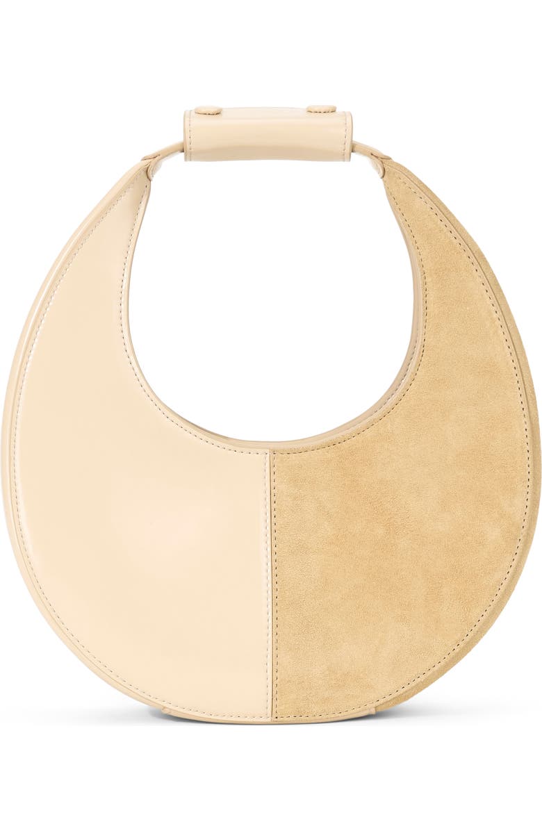 STAUD Mini Moon Split Leather Bag, Alternate, color, Oat