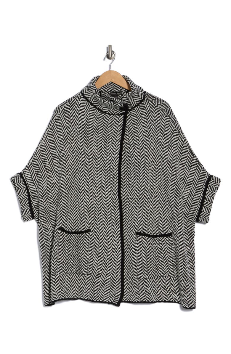 Nanette Lepore Chevron Stitch Ruana, Alternate, color, Black