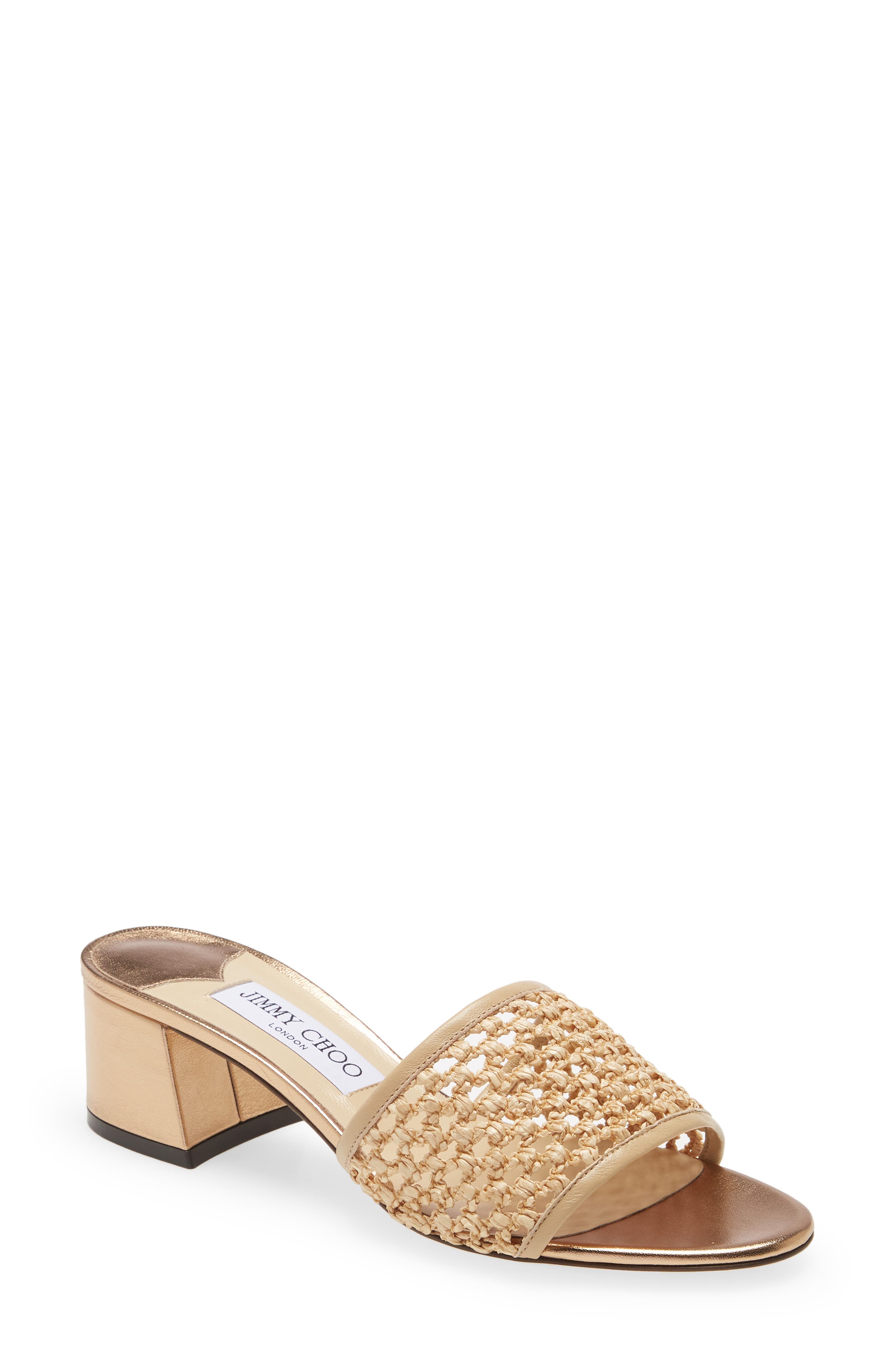Jimmy Choo Minea Woven Raffia Sandal, Main, color, 