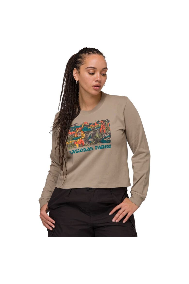 National Parks Collage Boxy Long-Sleeve T-Shirt - Women's, Main, color, Mushroom Grey