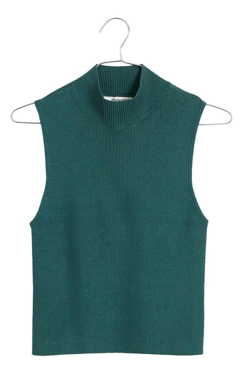 Madewell Mock Neck Wide Rib Sweater, Alternate, color, Spruce