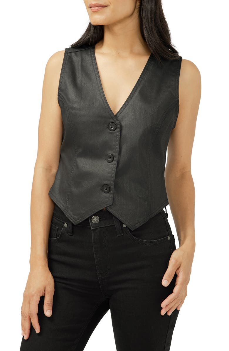 Silver Jeans Co. Classic Coated Denim Vest, Alternate, color, Black