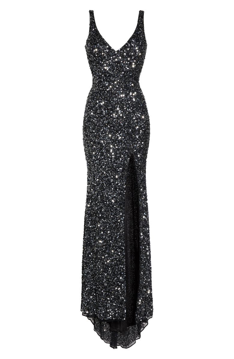 Mac Duggal Sequin Slit Gown, Alternate, color,