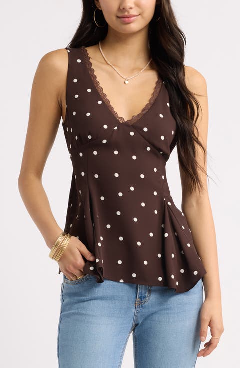 Lace Trim Godet Tank