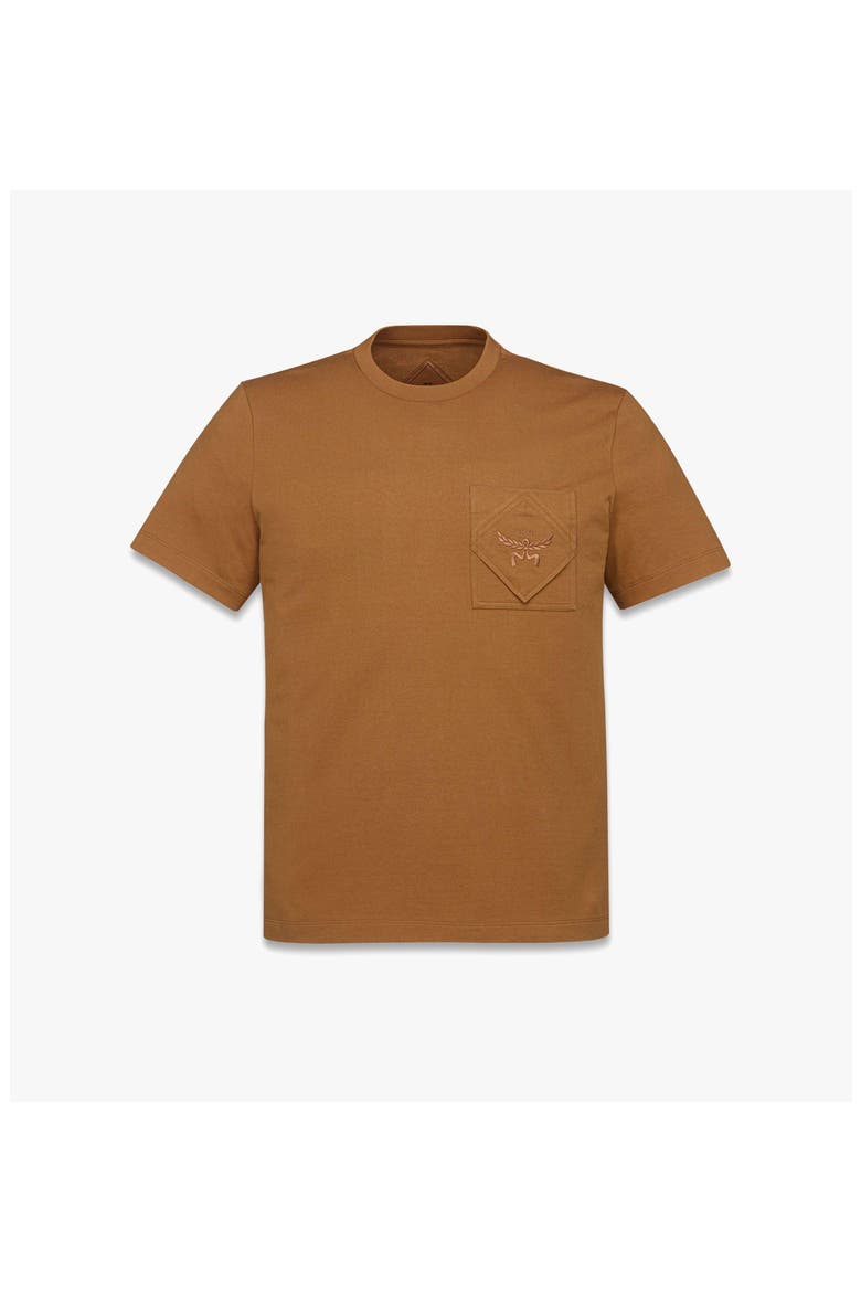 Essential Logo Pocket T-Shirt in Organic Cotton, Main, color, Cognac
